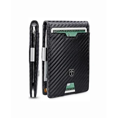 Afbeelding van TRAVANDO Portemonnee met Geldclip New York Heren Slim Wallet Muntvak RFID Mannen Klein Creditcardetui Geldtas Etui Cadeau (Carbon)