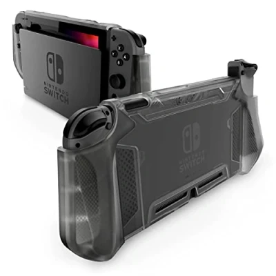 Afbeelding van Mumba beschermhoes voor Nintendo Switch Stevige hybride TPU grip cover [Blade Series] Compatibel met console en Joy Con controller (transparant zwart)