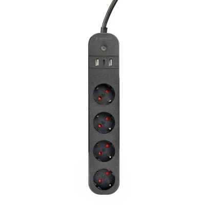 Afbeelding van Gembird TSL PS S4U 01 intelligente stekkerdoos 4 AC uitgang(en) Type E 1,5 m 3 3680 W Zwart