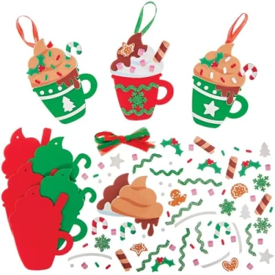 Afbeelding van Baker Ross FN337 Warme Chocolade Kerstmokken Decoratiesets Pak van 8, Kerst knutselen voor kinderen, Kerstdecoraties