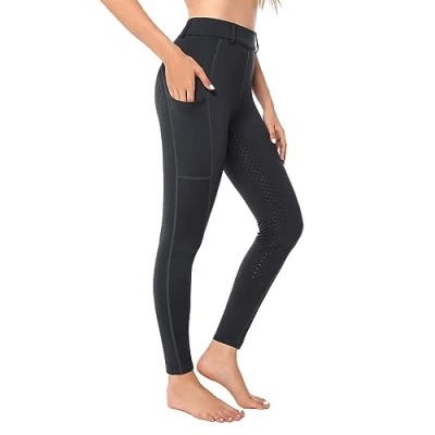 Afbeelding van Rijlegging voor dames, volledig bezet met zak mobiele telefoon, hoge taille, stretch riemlussen, grijs, S