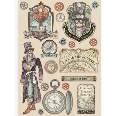 Afbeelding van Stamperia Colored Wooden Shapes A5 Sir Vagabond Images (KLSP092)