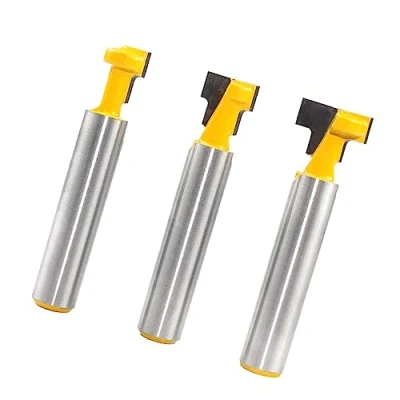 Afbeelding van 3 stuks T groeffrezen hardmetaal, groeffrees frees schacht, hout, voor bovenfrees 8 mm gangbare zeskantschroeven