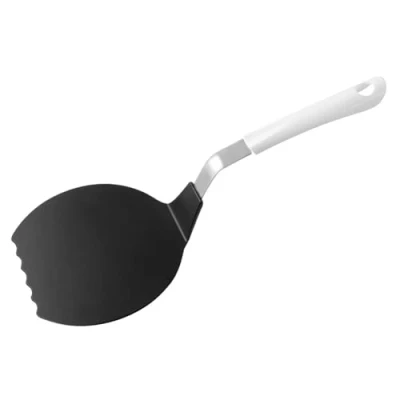Afbeelding van Fackelmann Omeletspatel 34,5 cm Arcadalina, pannenkoekenspatel met praktische handgreep, functioneel deel kunststof voor gecoate potten en pannen (kleur: wit/zilver/zwart),