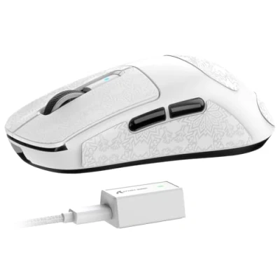 Afbeelding van ATTACK SHARK R6 draadloze 8KHz gamingmuis, SUPERLIGHT 42g, Nordic 52840 MCU, PixArt PAW3950MAX gamingsensor, BT/2.4G / bedraad, 6 instelbare DPI tot 42000, 250mAh batterij, PC/Mac (wit + tape)