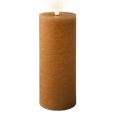 Afbeelding van LED kaars d7h19 cm bruin/warm wit kerst Lumineo