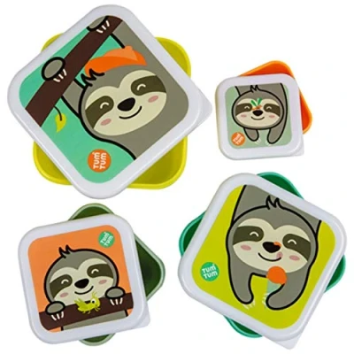 Afbeelding van TUM Nesting Snackpotten voor kinderen, Snackboxen Kids Lunchbox Set, BPA vrij (Stanley Sloth)