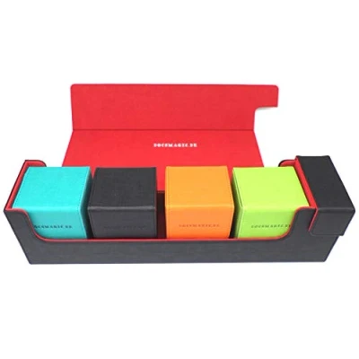 Afbeelding van Docsmagic.de Premium Magnetic Tray Long Box Black/Red Large + 4 Flip Boxes Mix 3