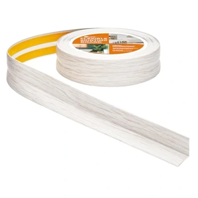 Afbeelding van Quest Zachte plint, zelfklevend, 30 mm x mm, knikstrip, eindstrip voor keuken, badkamer, afdichtingstape, pvc, flexibel, waterdicht, decoratief, 25 meter, berk
