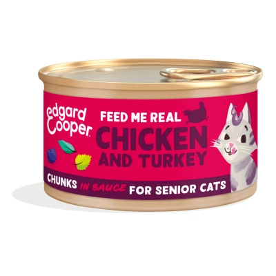 Afbeelding van Edgard&amp;Cooper Senior Chunks Kattenvoer Kip Kalkoen 85 g