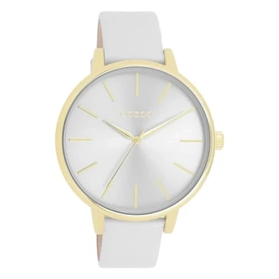 Afbeelding van OOZOO C11290 Horloge Timepieces staal leder goudkleurig lichtgrijs 42