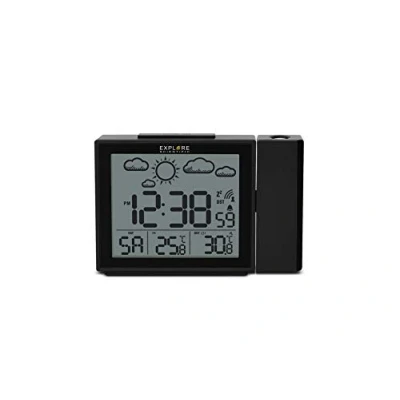 Afbeelding van Explore Scientific RPW3009 Projectieklok, draadloze tijdweergave, weerfunctie, USB oplaadpoort, binnentemperatuursensor, zwart