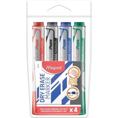 Afbeelding van Maped whiteboardmarker Jumbo, ronde punt, etui van 4 stuks in geassorteerde kleuren