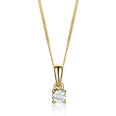 Afbeelding van Miore Gouden Diamant Ketting met Hanger Dames 14 karaat Goud Conflictvrije Diamanten Halsketting Handgemaakte Hoogwaardige Sieraden