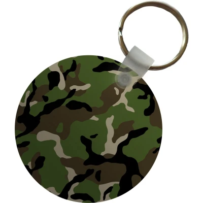 Afbeelding van Sleutelhanger Militair camouflage patroon Plastic Rond Uitdeelcadeautjes