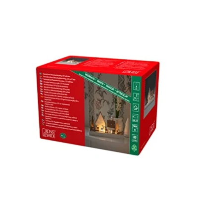 Afbeelding van Houten kersthuisje 11 x 28 14 cm Konstsmide (6 LEDs, Batterijen, Timer)