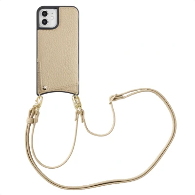 Afbeelding van Selencia Hoesje Geschikt voor iPhone 12 Pro / met Pasjeshouder Nova Backcover koord en pashouder Beige