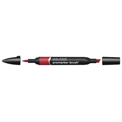 Afbeelding van Winsor &amp; Newton 0204374 Promarker Brush voor tekeningen, kalligrafie, ontwerp en lay outs, streeploos tekenen met beitel penseelpunt Firebrick