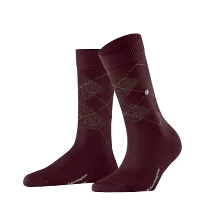 Afbeelding van Burlington Marylebone Lurex sokken, ondoorzichtig, scheerwol, rood (Claret 8435), 36 41 EU