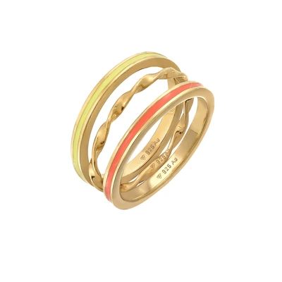 Afbeelding van Elli 3 PACK Basic Ring goldcoloured, Dames, Maat: 52, Gold coloured