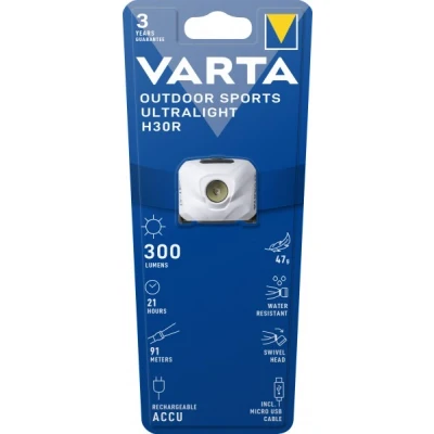 Afbeelding van Varta LED zaklamp Outdoor Ultralight, H30R wit 300lm, incl. 1x micro USB kabel, blisterverpakking