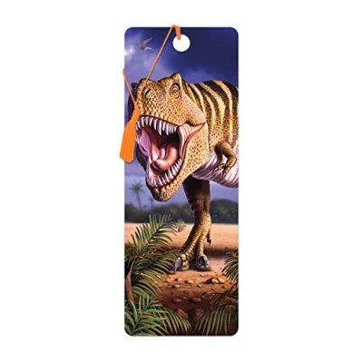 Afbeelding van 3D LiveLife Bladwijzer Bruine Rex van Deluxebase. Een dinosaurusbladwijzer met lenticulaire illustraties onder licentie de beroemde kunstenaar Jerry LoFaro