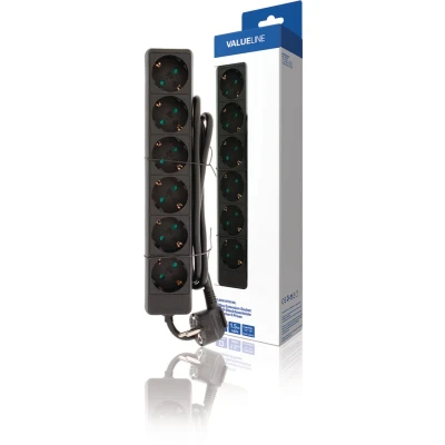 Afbeelding van Valueline Vles615F001Bl Stekkerdoos 6 Wegs 1.50 M Zwart