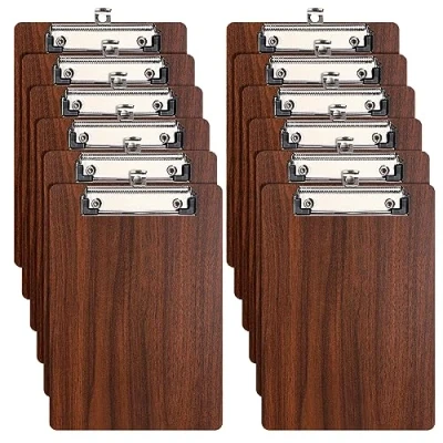 Afbeelding van A5 klembord, 12 stuks clipboard met laag profiel clip en ophanggat, houten klemborden hardboard klembord