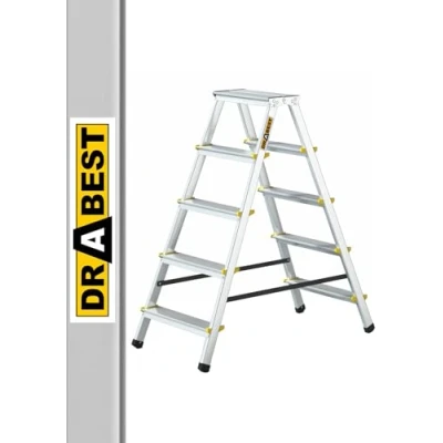 Afbeelding van Drabest PRO SERIE Ladders 2x5 Traps Aluminium Dubbelzijdige Huishoudladder 150kg Trapladder Multifunctioneel Opvouwbare 46 x 110 16cm
