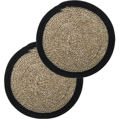 Afbeelding van Set van 4x stuks Placemats zeegras zwart 39 cm