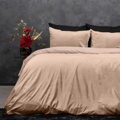 Afbeelding van Dekbedovertrek Velvet Uni Beige Effen 140x200 Cm Anti Allergie Sleeptime Dekbed Discounter.nl