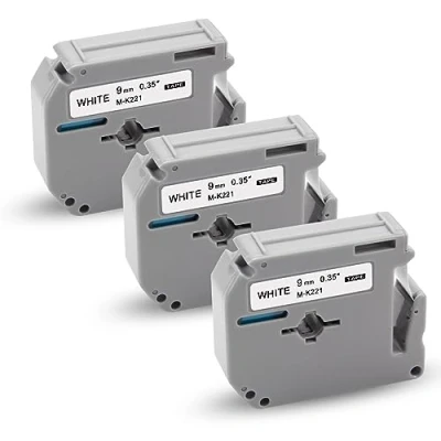 Afbeelding van XemaX Cartridge compatibel met Brother M K221S, 9 mm, 3/8, wit, vervanging voor MK 221, MK221, MK221S, PT 65, 60, 90, 55, M95, 85, 80, zwart op 3