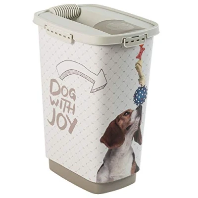 Afbeelding van Rotho, Cody, Huisdiervoedercontainer 25l met deksel en schenktoestel, Kunststof (PP) BPA vrij, antraciet/wit, (33,0 x 25,0 46,3 cm)