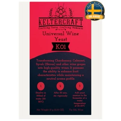 Afbeelding van Keltercraft K01 wijngist [10g: voor 50L portwijn of witte wijn] droge gist edelgist Bordeaux Maak je eigen wijn!