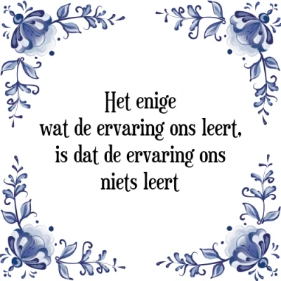 Afbeelding van Het enige wat de ervaring ons leert, is dat e Tegeltje + Spreuk