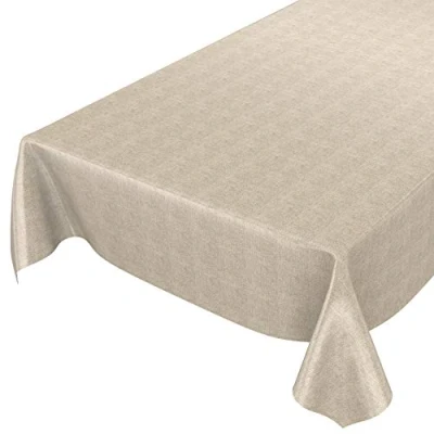 Afbeelding van ANRO Afwasbaar tafelkleed/tafelzeil; beige, linnen look, 200 x 140 cm
