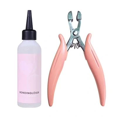 Afbeelding van hair2heart Kit voor het verwijderen van haarextensies met tang en bonding oplosmiddel Eenvoudige verwijdering keratine tape extensions Alcohol gebaseerde formule