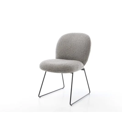 Afbeelding van Gestoffeerde stoel Nube Flex slipframe zwart bouclé zilver grijs pocketveer kern