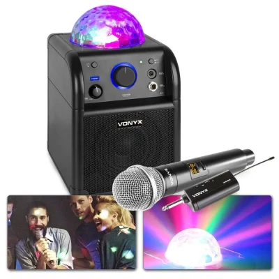 Afbeelding van Vonyx SBS50B accu Bluetooth karaoke set met draadloze microfoon en