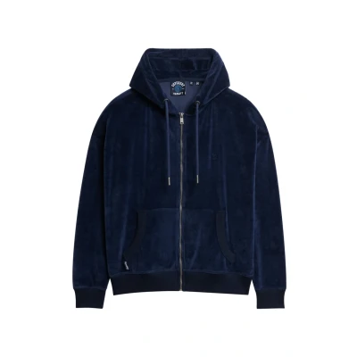 Afbeelding van Superdry Vrouwen Velours Hoodie met Rits Blauw Grootte: 44