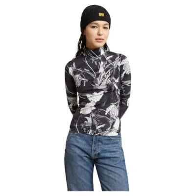 Afbeelding van G STAR Printed MOCK SLIM FIT Longsleeve Black liquid, Dames, Maat: Small, liquid