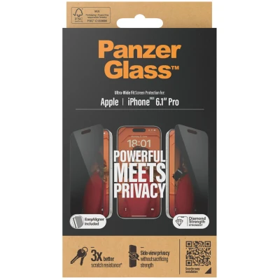 Afbeelding van PanzerGlass Ultra Wide Fit Apple iPhone 15 Pro Privacy Screenprotector Glas