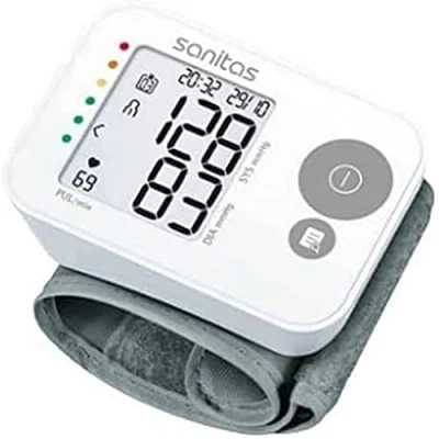 Afbeelding van Sanitas SBC 22 polsbloeddrukmeter volautomatische bloeddruk en polsmeting, waarschuwingsfunctie voor mogelijke hartritmestoornissen, klinisch gevalideerd