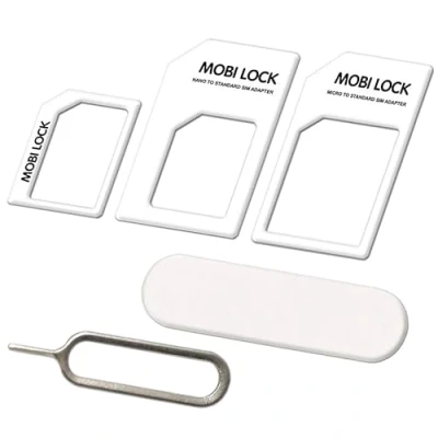 Afbeelding van 6 in 1 Simkaart Adapter Set, Handige Converters, Nano naar Micro, Standaard &amp; Micro Sim Adapters, Inclusief Uitwerpgereedschap Vijltje Mobi Lock