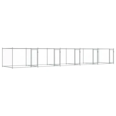 Afbeelding van vidaXL Hondenhok met deuren 10x2x1,5 m gegalvaniseerd staal grijs