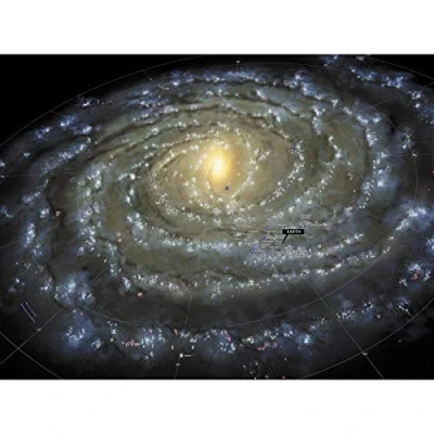 Afbeelding van Artery8 Ruimte Kaart Melkweg Galaxy Spiraal Sterren Zonnestelsel Extra Grote XL Wall Art Poster Print