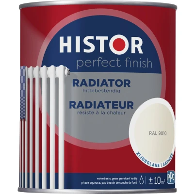 Afbeelding van histor perfect finish radiator zijdeglans ral 9010 0.75 ltr