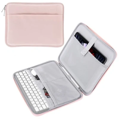 Afbeelding van MoKo 9 11 inch Tablet Sleeve, Protective Carrying Bag with Two Compartments Fits New iPad Air/Pro 2024, Air 5/4th 10.9, 9/8/7th 10.2, 10th Tab S8/S9 11, Pink