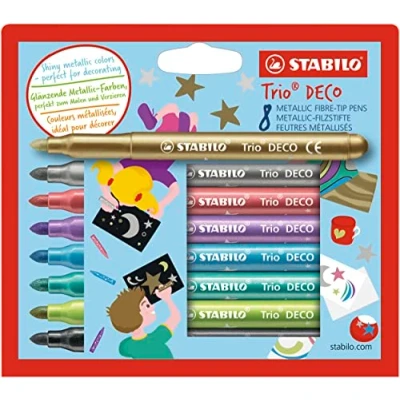 Afbeelding van Viltstift STABILO Trio deco metallic assorti etui à 8 stuks