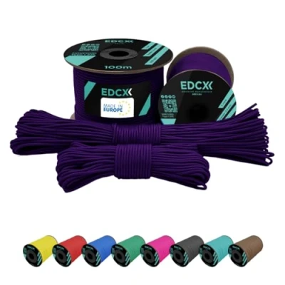 Afbeelding van EdcX 2 mm nylon paracord 275 (15, 30, 50 en 100 m) 100% touw, 3 strengen koord, in vele kleuren (paars, 15